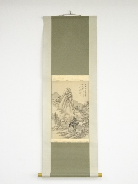 JAPANESE HANGING SCROLL / HAND PAINTED / SCENERY (1916)